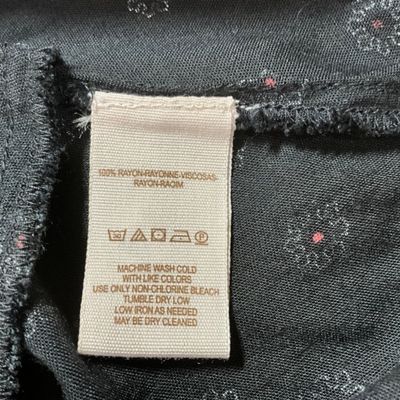 FREE PEOPLE Black Floral Double Layer Mini Dress / Tunic Side Pockets US Sz XS - Picture 8 of 9